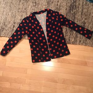 SOLD Navy + Red Polka Dot Blazer